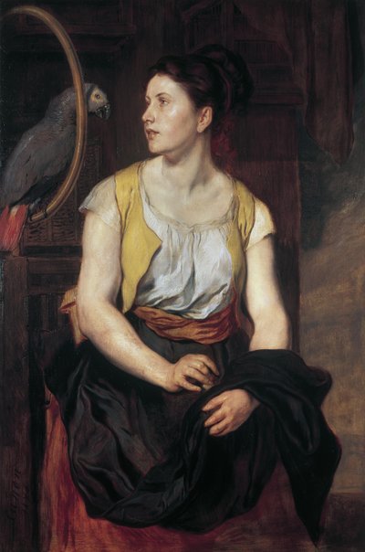 Lány papagájjal alkotó: Hans Canon