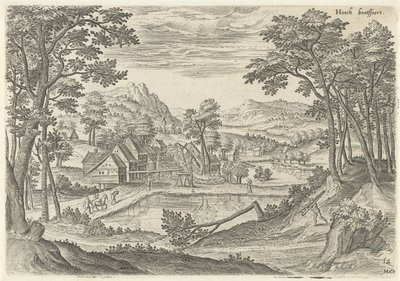 Bosvoorde kilátása Hooch bootfoort (cím az objektumon) Arcok Brüsszel környékéről (sorozat címe) alkotó: Hans Collaert (I)