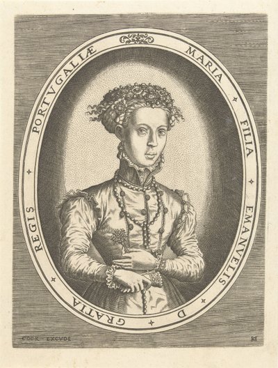 Mária portugál hercegnő portréja Európai királyi házak (sorozat címe) alkotó: Hans Collaert (I)