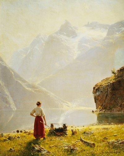 Egy nyári nap egy norvég fjordon alkotó: Hans Dahl