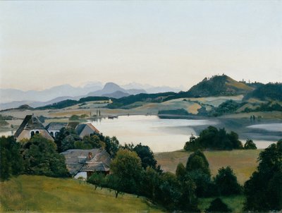 Karintiai táj (Kraiger-tó Ulrichsberggel) alkotó: Hans Frank
