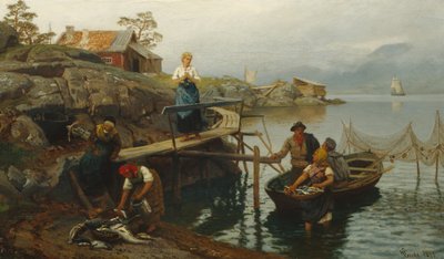 Horgászat után (Haza a horgászatból) alkotó: Hans Gude