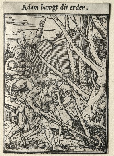 Haláltánc: Ádám földet művel alkotó: Hans Holbein
