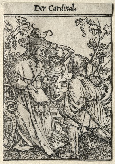 Haláltánc: A bíboros. alkotó: Hans Holbein