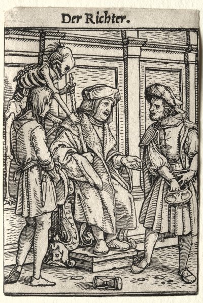 Haláltánc: A bíró. alkotó: Hans Holbein