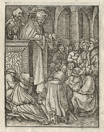 A haláltánc: A prédikátor; A pap alkotó: Hans Holbein