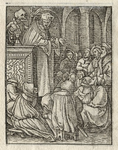 A haláltánc: A prédikátor, a pap. alkotó: Hans Holbein