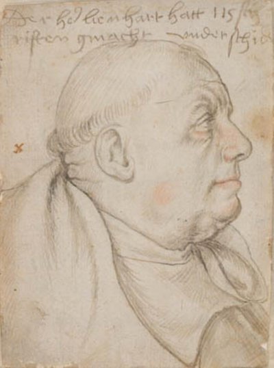 Leonhard Wagner kalligráfus, becenevén Würtslin, augsburgi Szent Ulrich és Afra szerzetesének portréja profilban jobbra alkotó: Hans Holbein d.Æ.