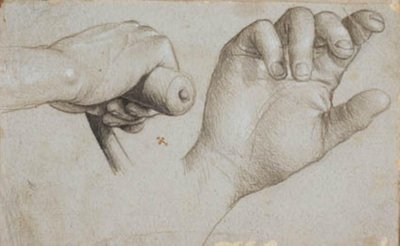 Tanulmányok egy számszeríjász kezéről és Szent Sebestyén jobb kezéről alkotó: Hans Holbein d.Æ.