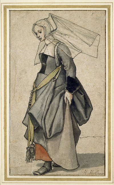 Egy fiatal angol nő, 16. század (toll, tinta és WC papíron) alkotó: Hans Holbein der Jüngere