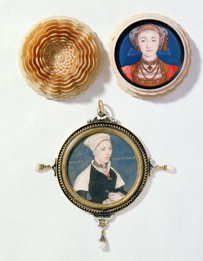 Anne of Cleves (felül), 1539 (wc perganyon) és Jane Small, korábban Mrs. Robert Pemberton (alul), 1540 körül (wc pergamen a játékkártyára szerelve) alkotó: Hans Holbein der Jüngere
