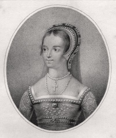 Catherine Parr, Bocquet metszete, „A királyi és nemes szerzők katalógusából”, 1806-ban jelent meg alkotó: Hans Holbein der Jüngere