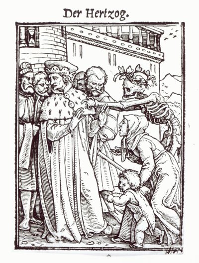 Halál és a herceg, a "Haláltánc"-ból, Hans Lutzelburger metszete, 1538 körül alkotó: Hans Holbein der Jüngere