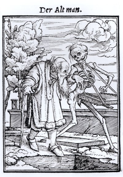 A Halál és az Öreg, a "Haláltánc"-ból, Hans Lutzelburger metszete, 1538 körül alkotó: Hans Holbein der Jüngere