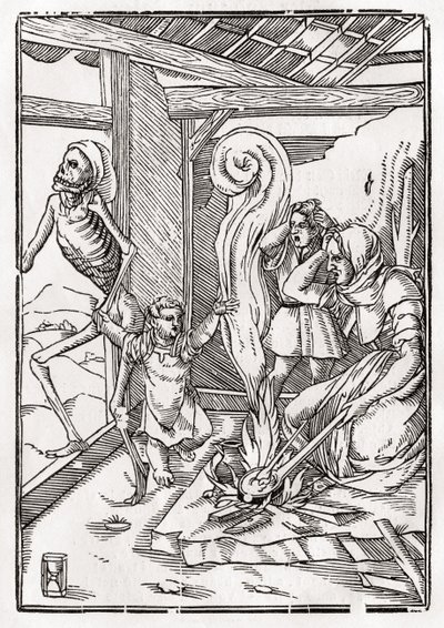 A halál jön a gyermekért, a „Der Todten Tanz”-ból, Bázel, 1843 alkotó: Hans Holbein der Jüngere