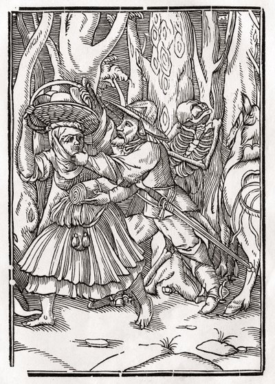 A halál jön a rablóért, a „Der Todten Tanz”-ból, Bázel, 1843 alkotó: Hans Holbein der Jüngere