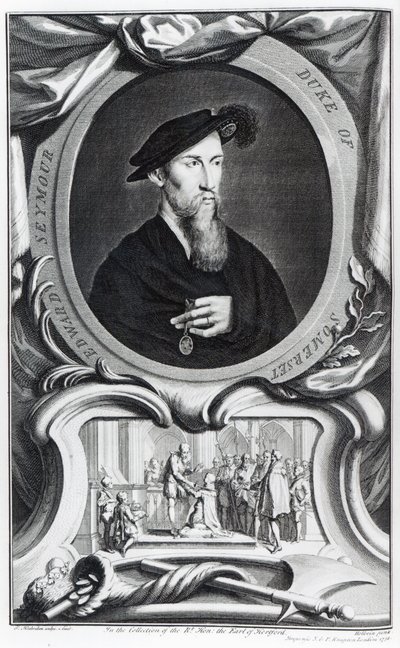 Edward Seymour, Somerset 1. hercege, Jacobus Houbraken metszete, 1738 alkotó: Hans Holbein der Jüngere