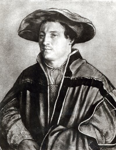 Egy vörös kalapos férfi portréja, 1530 körül (kréta és wc papíron) alkotó: Hans Holbein der Jüngere
