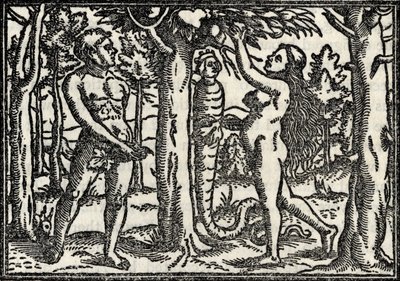 Ádám és Éva bukása, Richard Fisher „A metszetek, rézkarcok és fametszetek gyűjteményének katalógusából” 1879-ben alkotó: Hans Holbein der Jüngere