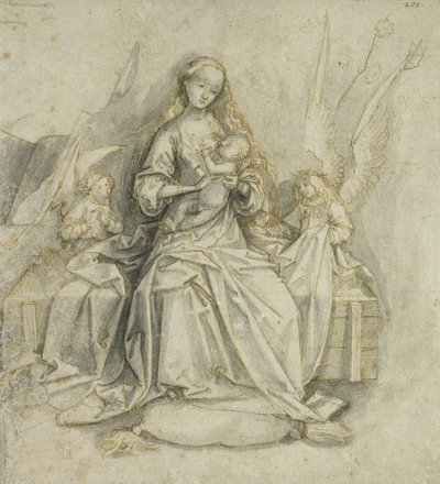 Madonna és gyermek (toll és barna tinta ceruzával papíron) alkotó: Hans Holbein the Elder