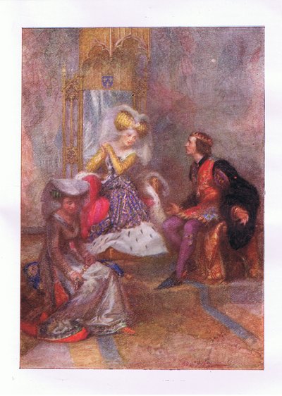 És mit mondasz akkor szerelmemnek? (V. Henrik király), a George Harrap & Co Ltd. által kiadott Shakespeare teljes műveiből, 1920-as évek alkotó: Hans Holbein der Jüngere