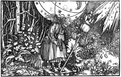 Boszorkány vagy tündér fonó öregasszony, 1547 alkotó: Hans Holbein der Jüngere