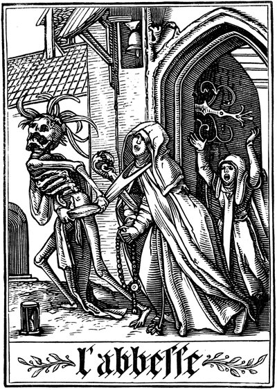 Az apátnőt meglátogatta a halál, 1538 alkotó: Hans Holbein der Jüngere