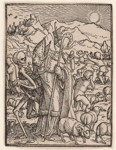 A püspök, „A haláltánc” című műből alkotó: Hans Holbein the Younger
