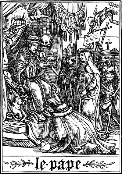 A pápa, akit a halál meglátogatott, 1538 alkotó: Hans Holbein der Jüngere
