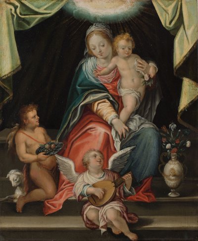 Trónoló Madonna (olaj, réz) alkotó: Hans I or Johann Rottenhammer