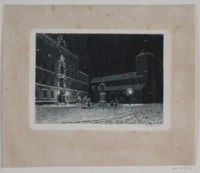 A tér a St. Knud temploma Odensében. Este alkotó: Hans Julius Fæster