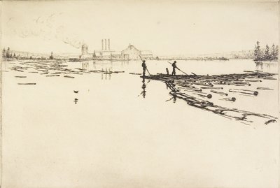 The Log Boom, 1924 körül (rézkarc) alkotó: Hans Kleiber