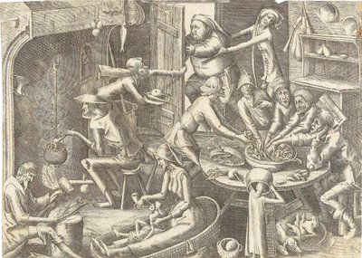 A szegény konyha I. Pieter Brueghel után, 1563 körül. alkotó: Hans Liefrinck the Elder