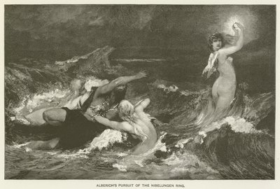 Alberich üldözi a Nibelung-gyűrűt alkotó: Hans Makart