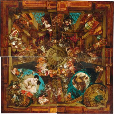 Éjszaka-reggel, mennyezetfestés négy részben. alkotó: Hans Makart