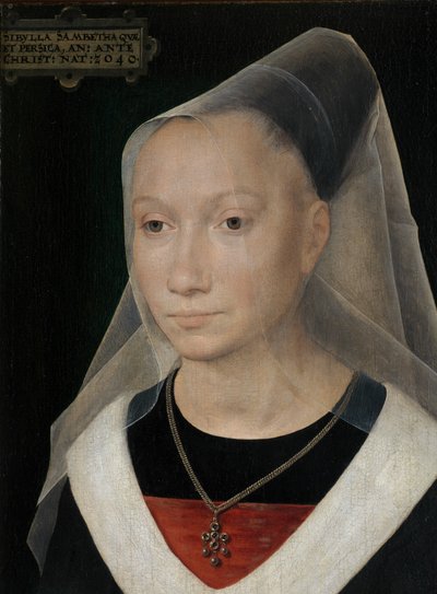 Egy fiatal nő portréjának részlete alkotó: Hans Memling