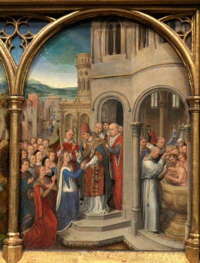 Szent Orsolya ereklyetartójának részlete alkotó: Hans Memling