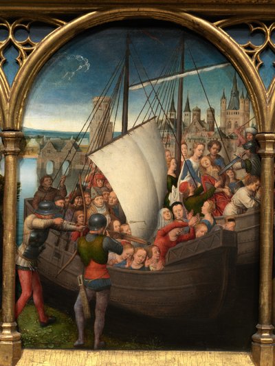 Szent Orsolya ereklyetartójának részlete alkotó: Hans Memling