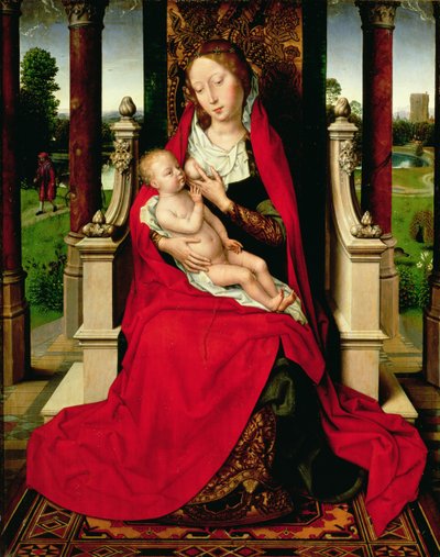 Madonna és Gyermek trónolt, 1492-94 körül alkotó: Hans Memling