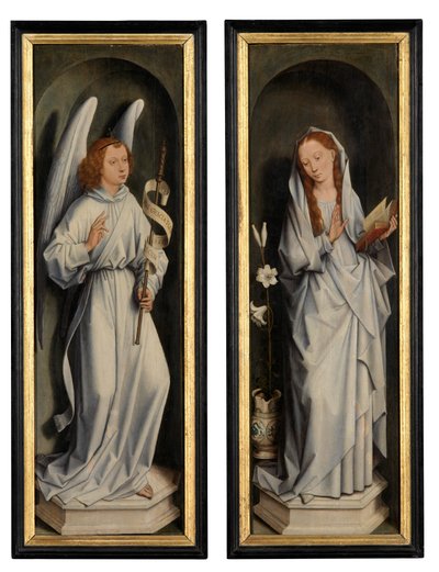 Az Angyali üdvözletet ábrázoló szárnypár hátoldala (olaj a panelen) alkotó: Hans Memling