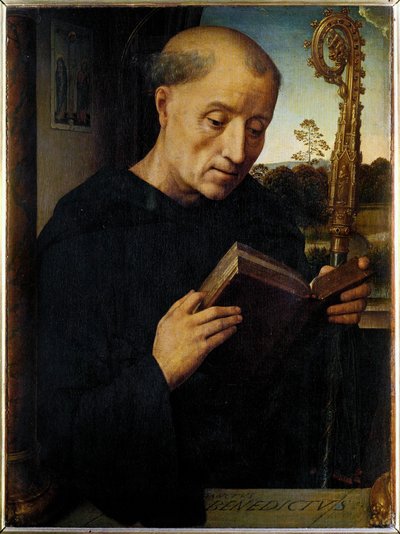 Nurciai Szent Benedek (zihálva) alkotó: Hans Memling