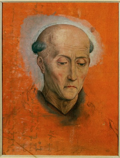 Tanulmány a bruges-i Morel család oltárára festett Szent Benedek fejéhez ... alkotó: Hans Memling