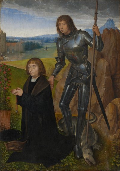 Egy diptichon egyik táblája: Szent György az adományozóval
(A külső rész leválasztva; lásd a 1401. leltári számot) alkotó: Hans Memling