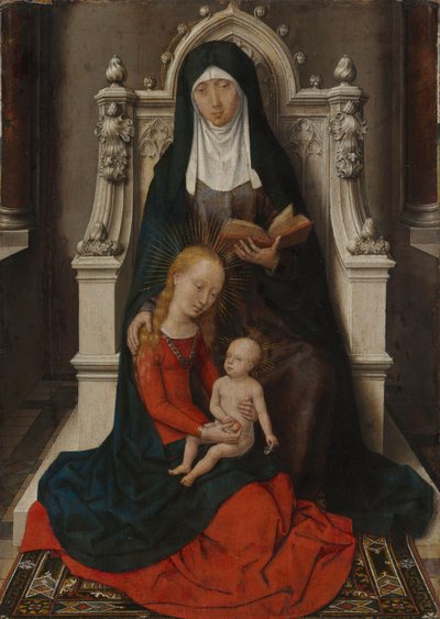 Egy diptichon egyik táblája: Szent Anna a gyermekeivel (az 5. leltári számú mű külső, leválasztott oldala) alkotó: Hans Memling