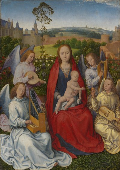 Egy diptichon egyik szárnya: Mária a rózsakertben alkotó: Hans Memling