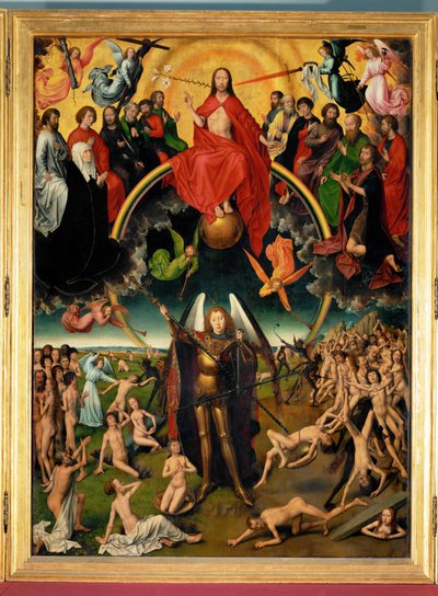 Triptichon az Utolsó ítéletet ábrázoló középső táblával: (triptichon a panelen) alkotó: Hans Memling