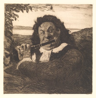 Oluf Poulsen fuvolázik a lányának alkotó: Hans Nikolaj Hansen