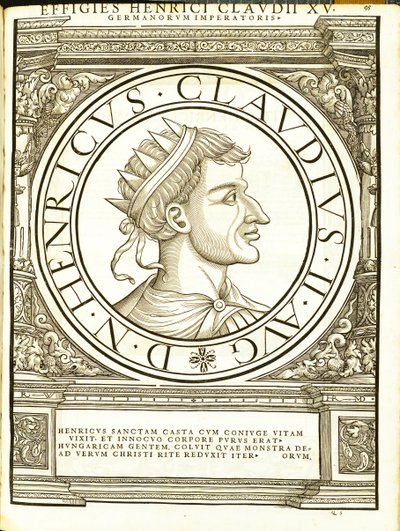 II. Claudus Henrik, Kelet és Nyugat római császárainak illusztrációja az ókori érmék leghitelesebb képeivel, Rudolph Wyssenbach fametszete, nyomta Andreas Gesner, Z alkotó: Hans Rudolf Manuel Deutsch