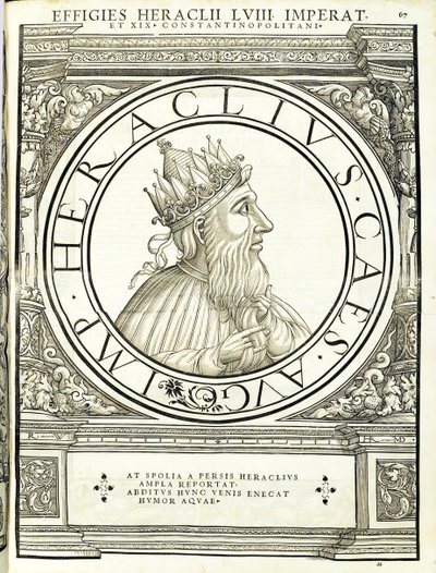 Hérakleiosz, illusztráció a „Minden kelet és nyugat római császárai” című könyvből alkotó: Hans Rudolf Manuel Deutsch