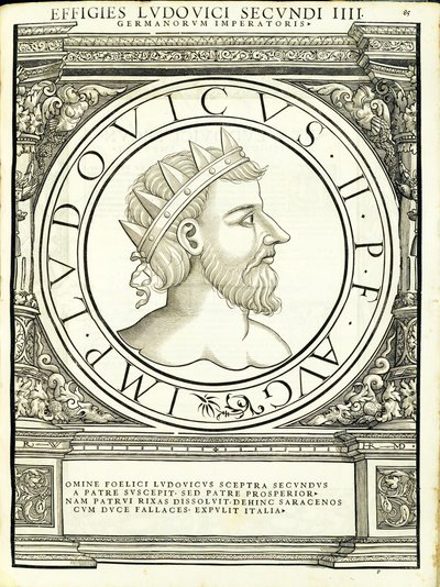 II. Luis, illusztráció a „Minden Kelet és Nyugat római császárai” c. alkotó: Hans Rudolf Manuel Deutsch